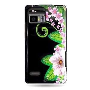 WIRELESS CENTRAL Brand Hard Snap on Shield BLACK With GREEN FLOWER 