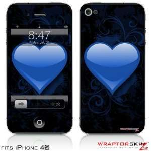  iPhone 4S Skin Glass Heart Grunge Blue by WraptorSkinz 