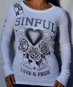 Sinful by Affliction VIEJA Womans Thermal w/ Rhinestones   S2215 