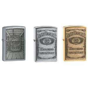 Zippo Lighter Set   Jack Daniels Whiskey Barrel Emblem, Brass Label 