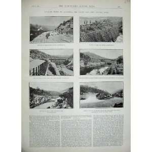   1889 River Mining California America Flume Dam Bridge