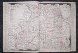 1891 Walkers Railroad map of Northern Illinois. Genuine.  