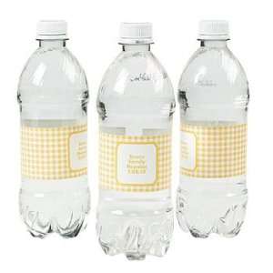 Personalized Yellow Gingham Water Bottle Labels   Tableware & Bottle 