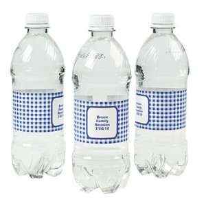  Personalized Blue Gingham Water Bottle Labels   Tableware 