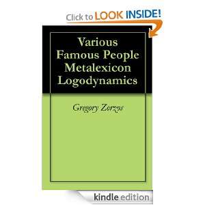   Metalexicon Logodynamics Gregory Zorzos  Kindle Store