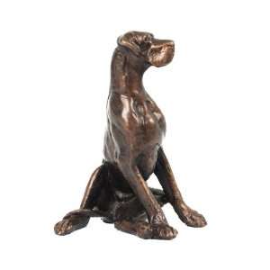 Dog Sitting Solid Hot Cast Bronze Sculpture Signed: Home 