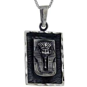Sterling Silver Egyptian King Tut Mask in a frame Pendant, 1 in. (25mm 