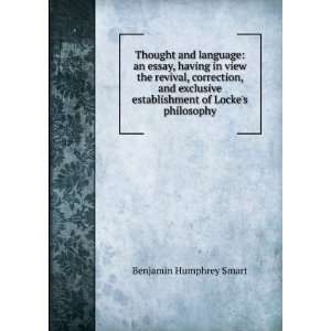   establishment of Lockes philosophy: Benjamin Humphrey Smart: Books