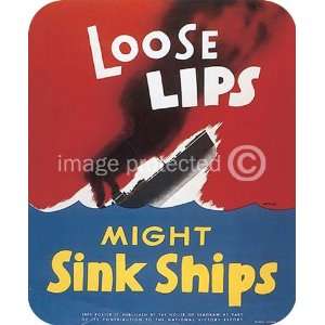  Loose Lips Might Sink Ships USA Military Vintage MOUSE PAD 