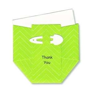  Diaper Thank you Cards   Light Green Zigzag Office 