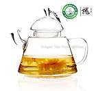 Leaf Shape Lid Clear Glass Teapot 360ml 12oz FH 283