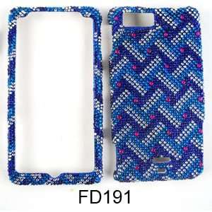 CELL PHONE CASE COVER FOR MOTOROLA DROID X MB810 RHINESTONES BLUE 