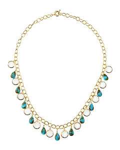 Lee Angel Turquoise Teardrop and Crystal Necklace  