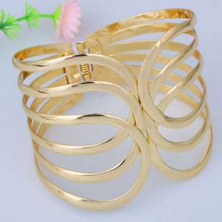 Open ended Claw Bangle Cuff Spring Clasp Gold Plated Bracelet Popular 