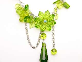 Radiant Green Lucite Beads Flower Necklace Set  