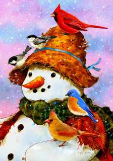 Winter Woodland Snowmen Snow Bird Friends Sm Flag  