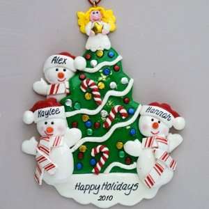  Personalized Tree with 3 Snowmen Christmas Ornament