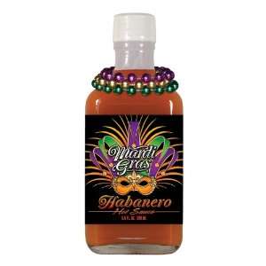   Pack HSH Mardi Gras Habanero Hot Sauce FLASK w/Beads: Everything Else