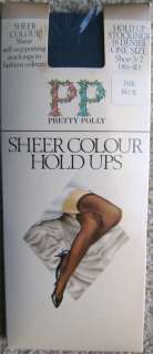 NEW Pretty Polly Sheer Hold ups Stockings Ink Blue Self Supporting 18 