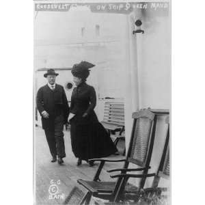 Theodore Roosevelt,wife,ship Queen Maud,sailing,decks,loung chairs 