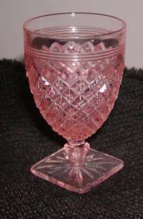 VINTAGE COLLECTIBLE MISS AMERICA DEPRESSION GLASS PINK WINE GOBLET 
