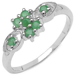  0.40 Carat Genuine Emerald Sterling Silver Ring: Jewelry