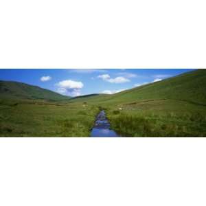  Stream Through Green Hills, Scotland Landscape 