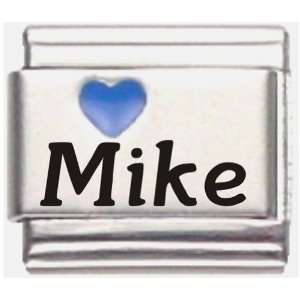  Mike Dark Blue Heart Laser Name Italian Charm Link 