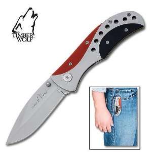  Timber Wolf Triumph Folder Knife Easy Opener: Sports 