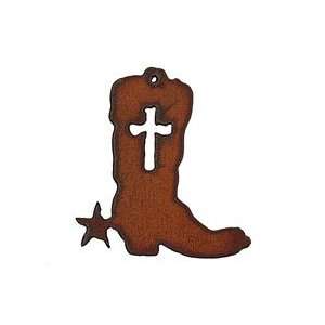  The Lipstick Ranch Rusted Iron Cowboy Boot w/ Cross 