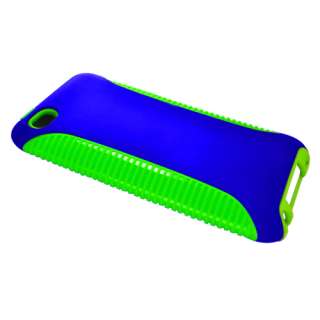 For Apple iPod Touch 4 HYBRID Gel/Hard Case Green/Blue  