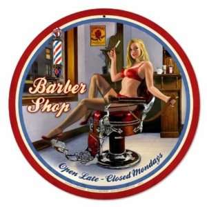    Barber Shop Vintage Hair Pin Up Metal Sign Large: Home & Kitchen