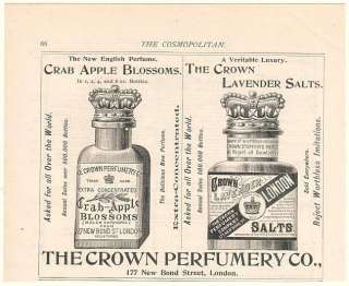 1894 Crown Perfume Crab Apple Blossom Lavender Salts Print Ad  