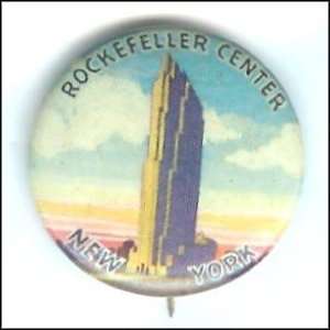  Vintage Rockefeller Center Pin Back Button 1940 
