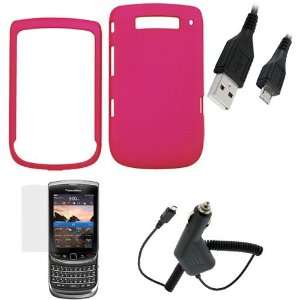  GTMax Hot Pink Rubberized Snap On Hard Case + Car Charger 