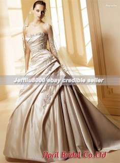 Satin Applique BRIDAL WEDDING GOWN/Dresses~All Size~NWT  