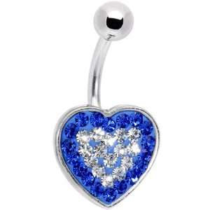  Sapphire Blue Jeweled Adoration Heart Belly Ring: Jewelry
