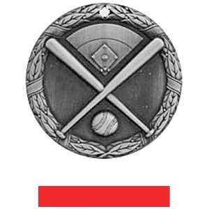  Hasty Awards Custom Baseball Medals SILVER MEDAL/RED 