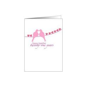  Twenty First Wedding Anniversary   Doves and Hearts Card 