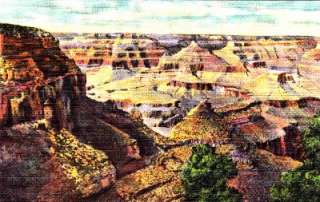   Battleship From El Tovar Grand Canyon Arizona Linen Vintage Postcard