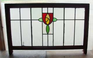 Large Antique Stained Glass Window Arts n Crafts Rose  