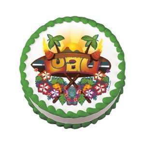 Edible Tropical Luau Cake Decal (1 pc) Grocery & Gourmet Food