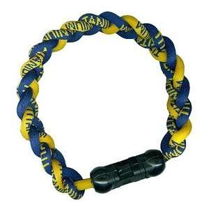  Titanium Ionic Braided Wristband   Navy Blue/Gold: Sports 