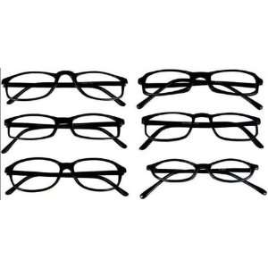Reading Glasses Wholesale 6 Pair Black Plastic Reader Men Women 2.75