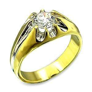    Mens Solitaire Clear Cubic Zirconia Ring, Size: 8 13: Jewelry