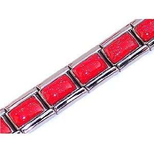  Red Shimmer Italian Charm Bracelet: Jewelry