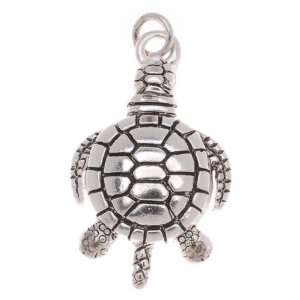  Antiqued Silver Plated Sea Turtle Honu Charm 23mm (1 