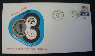 1974 SKYLAB COVER/PATCH/CARD CARR GIBSON POGUE, KENNEDY SPACE CENTER 