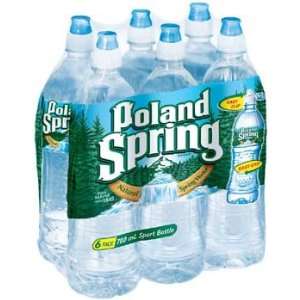 Poland Spring Natural Spring Water with Sport Cap 6 pk   24 oz:  