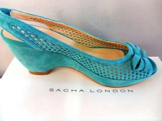 Sacha London Kara Platform Sandal Turquoise Suede 7 M  